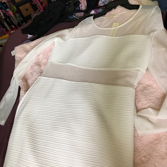 Painted Threads white body con style dress/ mesh - Picture 5 of 5