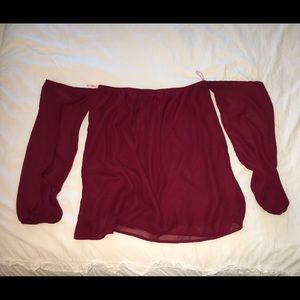 Maroon off the shoulder top