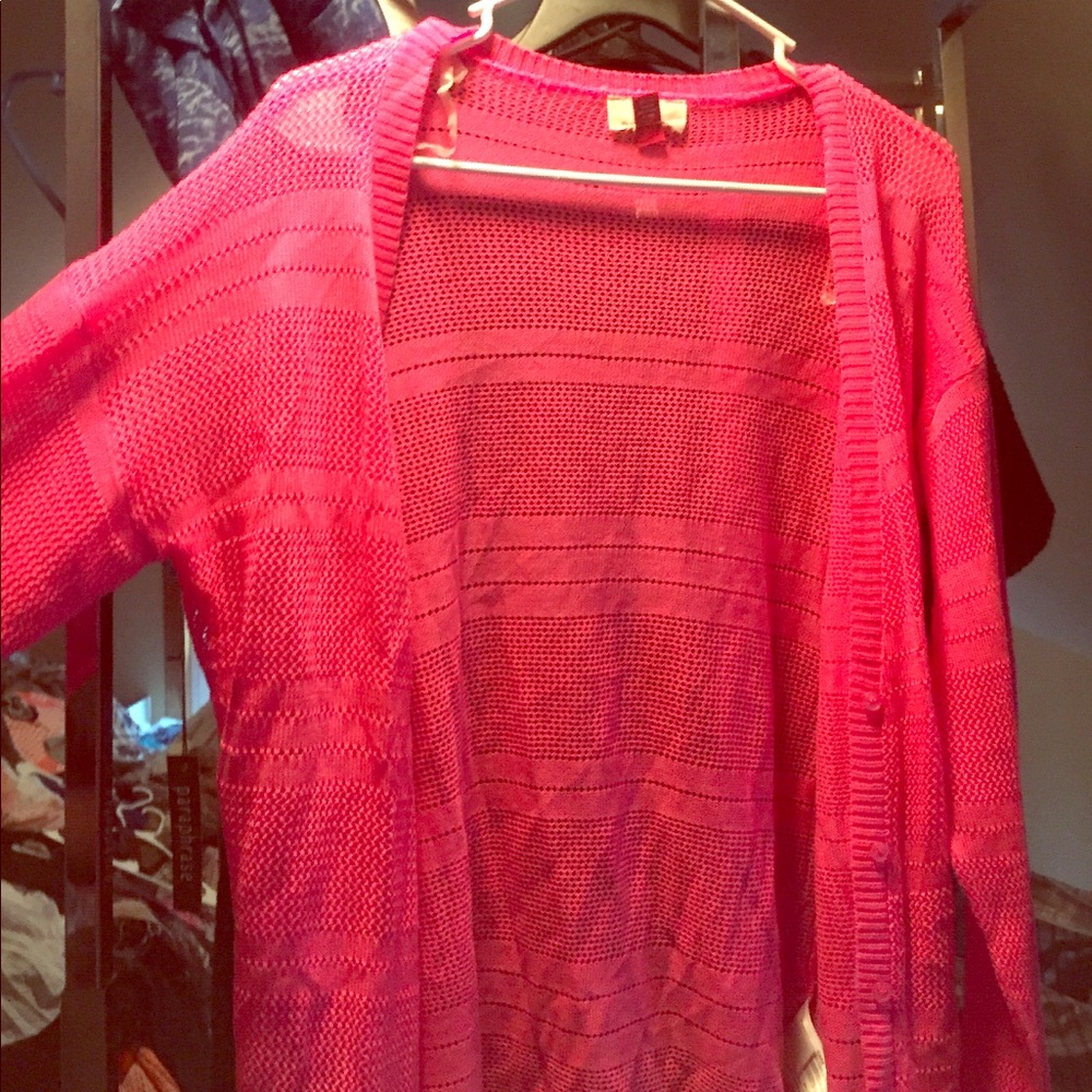 Vibrant Pink Knitted Cardigan