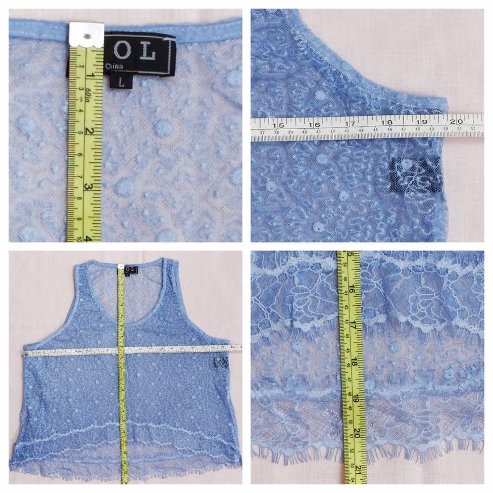 POL Blue Sleeveless Lace Crop Top - Picture 8 of 8