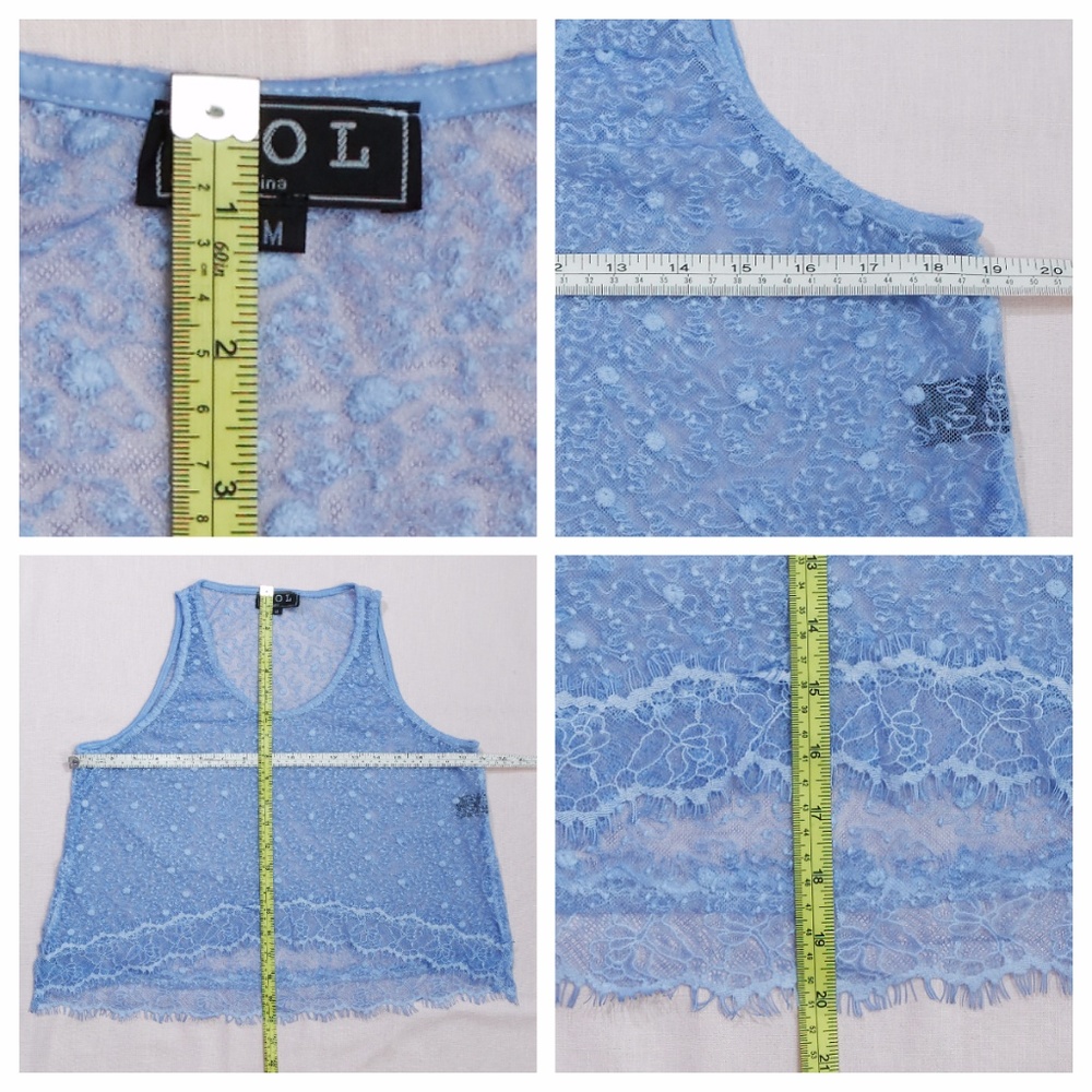 POL Blue Sleeveless Lace Crop Top - Picture 7 of 8