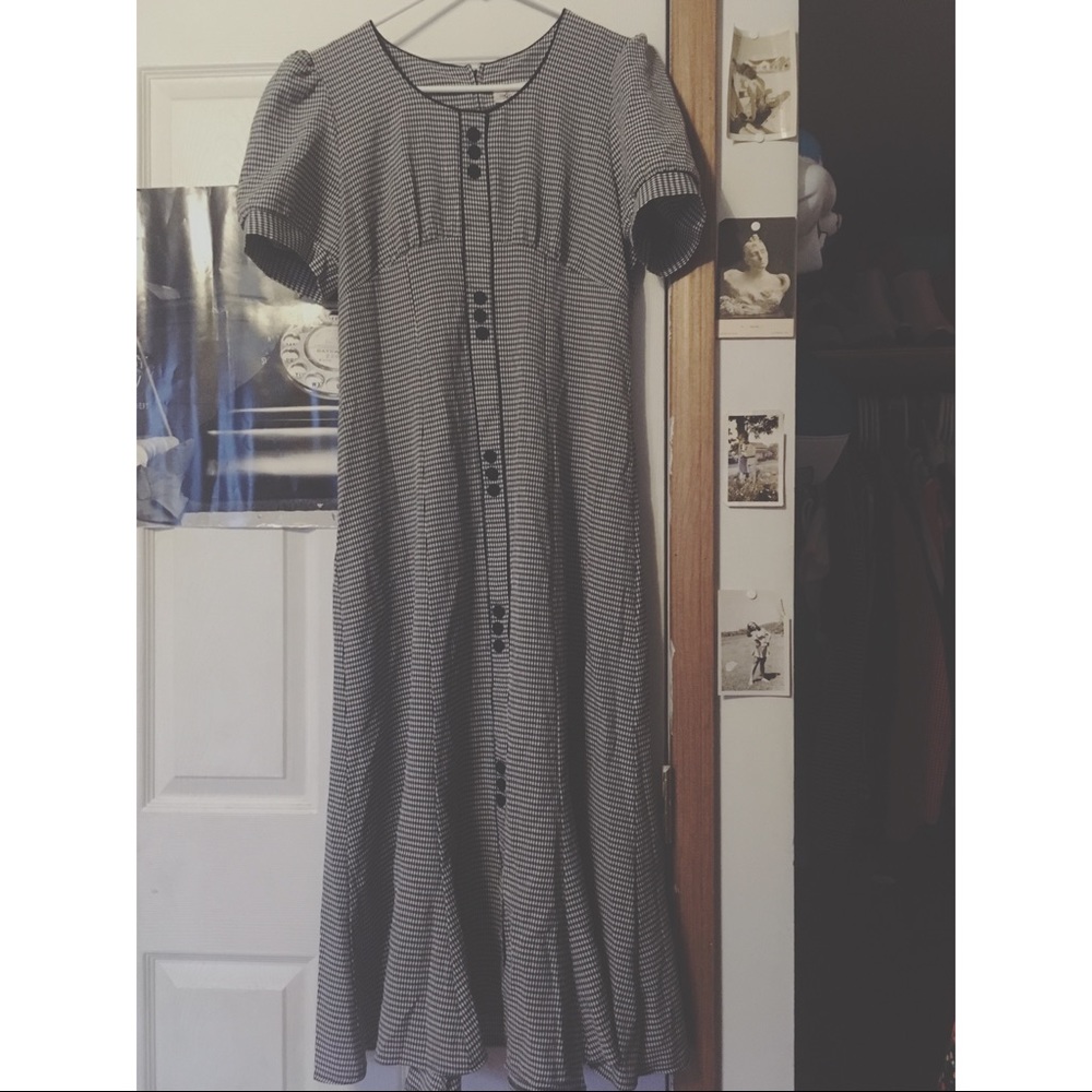 ⛈GRUNGE⛈ PRAIRIE DRESS BLACK AND WHITE GINGHAM 🃏