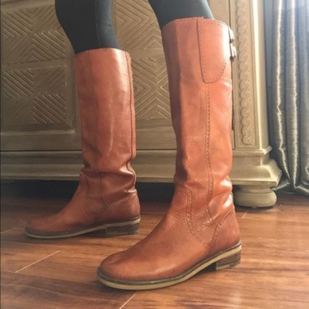 LUCKY BRAND ANDRIA Sz 8.5 Cognac Brown Leather