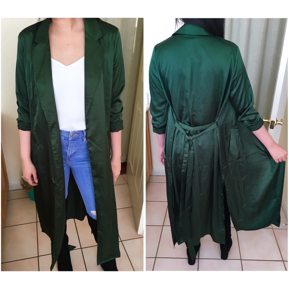Satin Belted Longline Duster