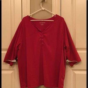 Catherine’s Red 3/4 Length Sleeve Henley shirt