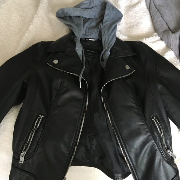 Black Rivet XS leather jacket - removable hood - Picture 4 of 4