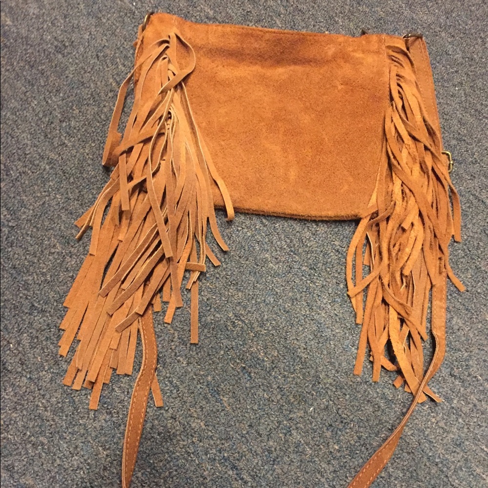 Fringe Cross-Body Faux-Suede Purse