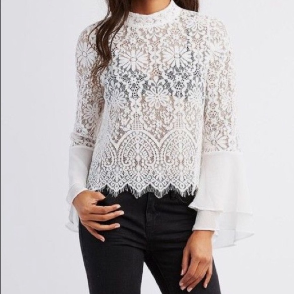 Lace top , bell sleeves