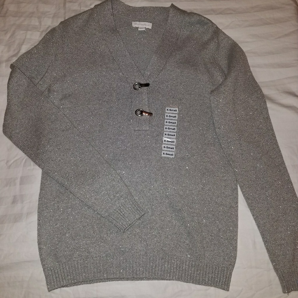 Charter Club Sparkly Silver and Gray Sweater