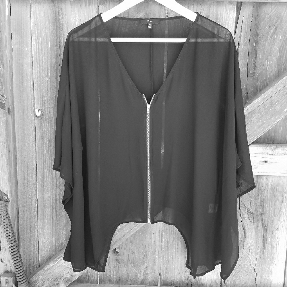 Chiffon zippered kimono top