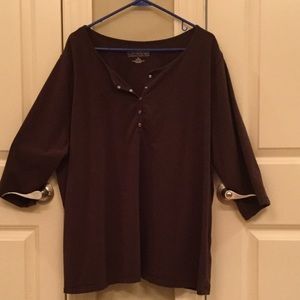 Catherine’s Brown 3/4 Length Sleeve Henley Shirt