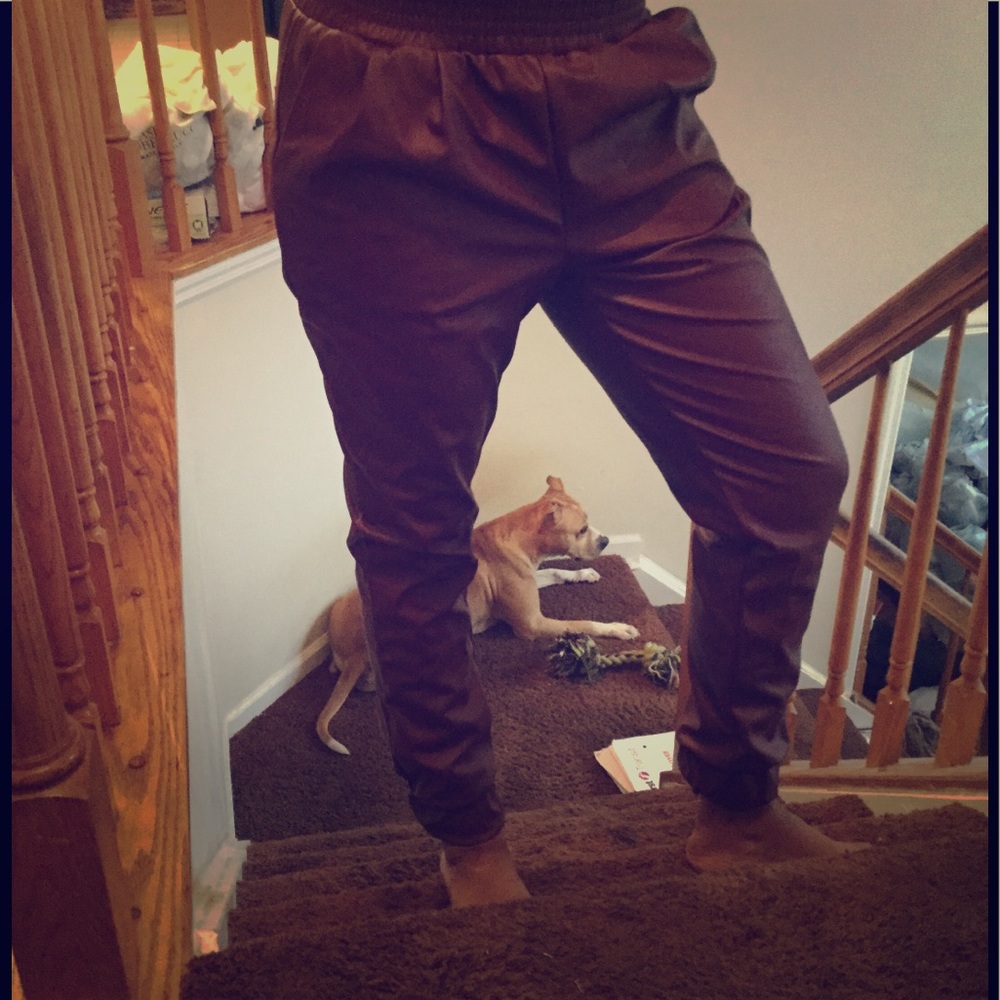 Brand new pleather pants~ wine color