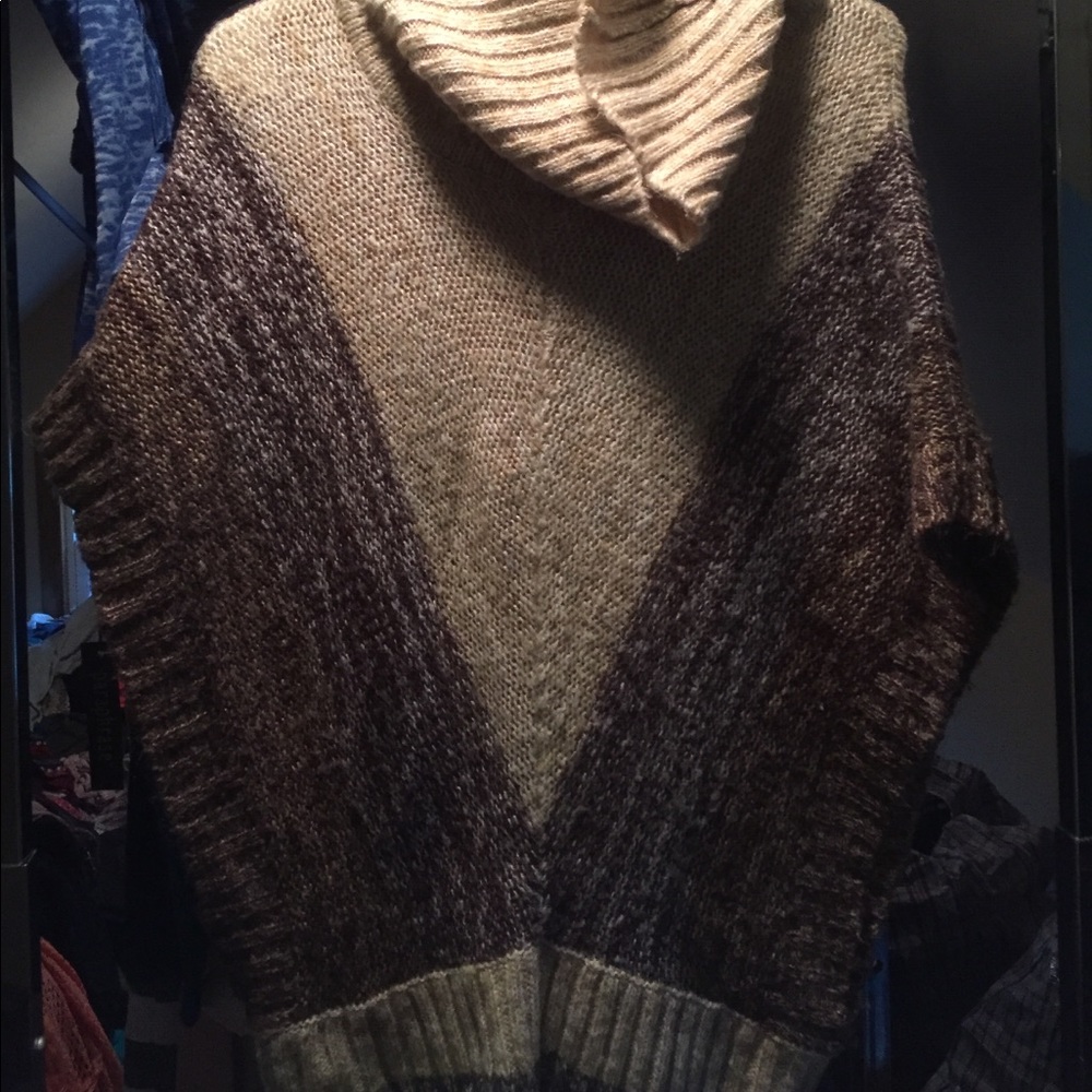 Brown & Tan Throw-Over Sweater