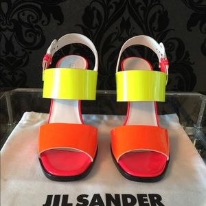JIL SANDER Neon Patent leather sandal US6/EU36