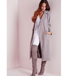 Furry gray belted trench coat. BrandNew/never worn