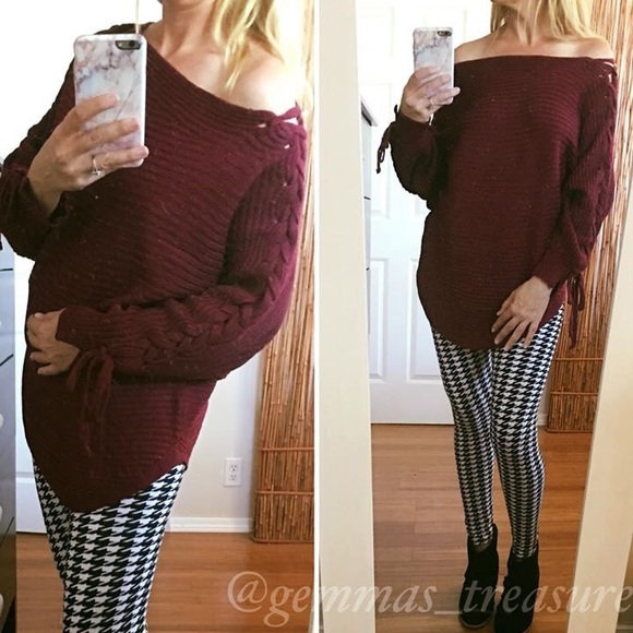 SALE || Wine Ribbed Tunic Sweater || Medium - Picture 2 of 3