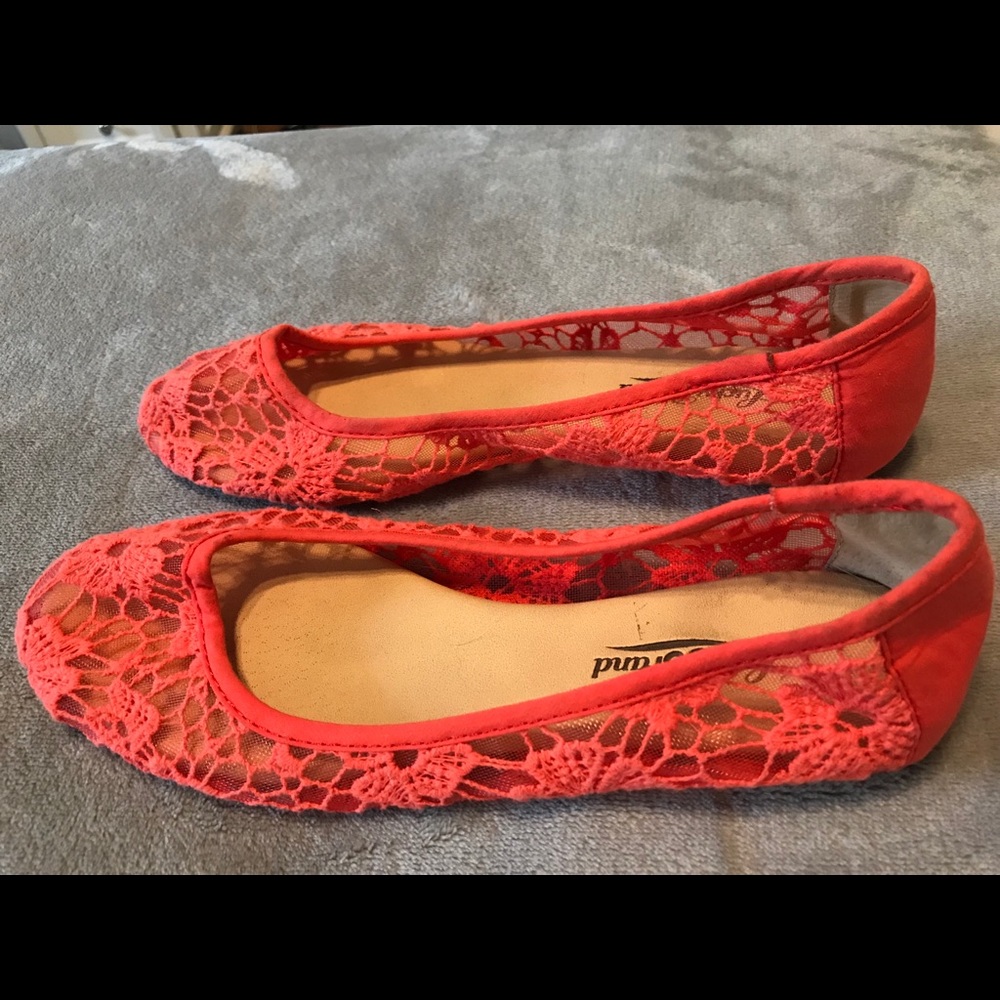 Coral Lace Slip-Ons