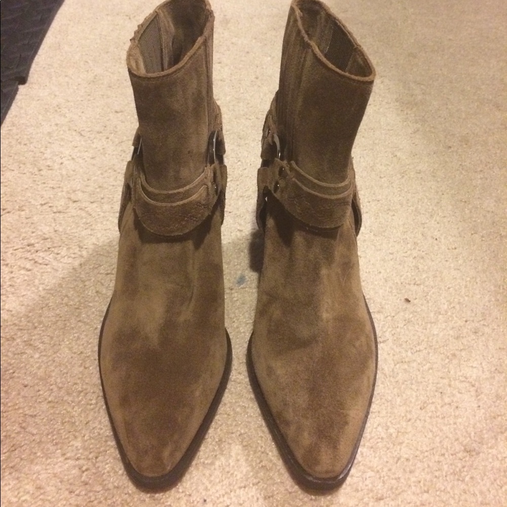 Vince Camuto Brown Suede Moto Ankle Boot Booties 6