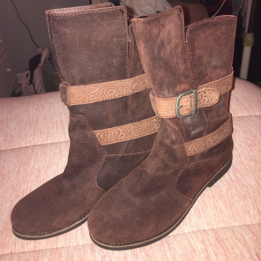 Suede moto boots