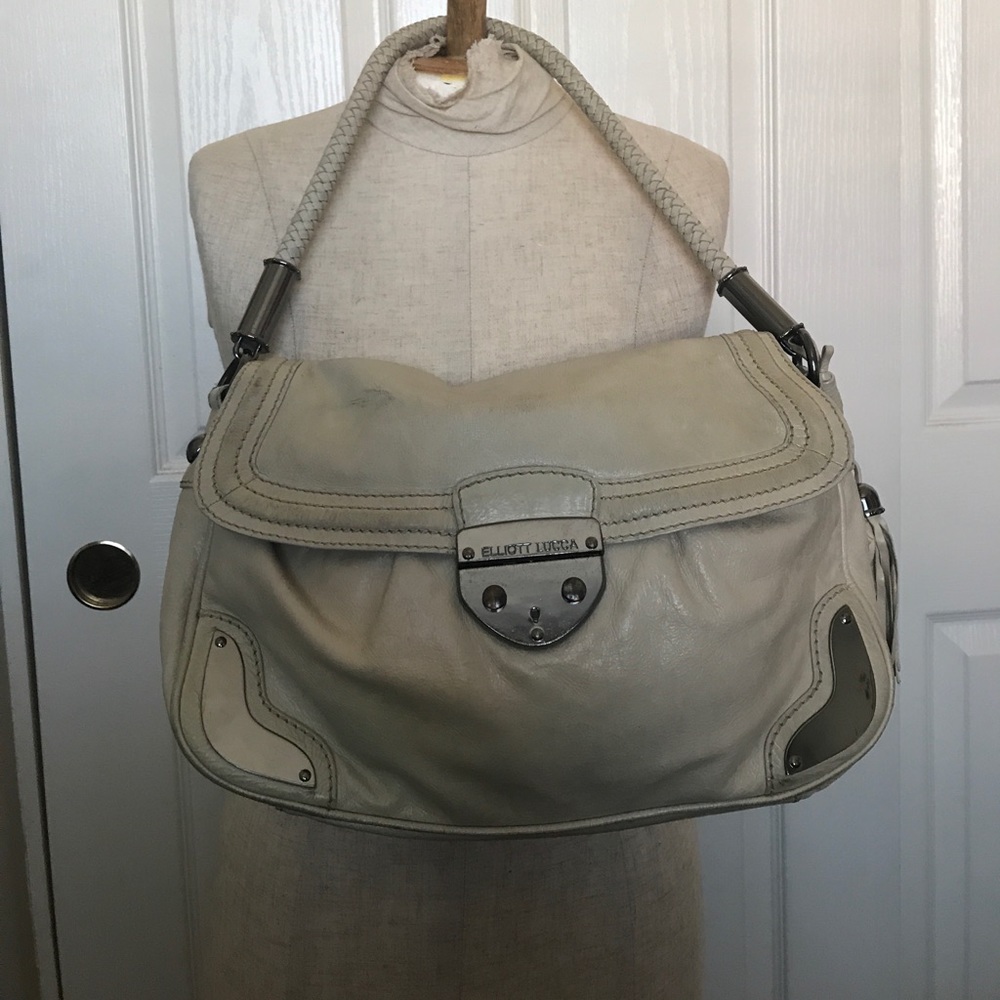 Leather Elliott Lucca cream colored small handbag