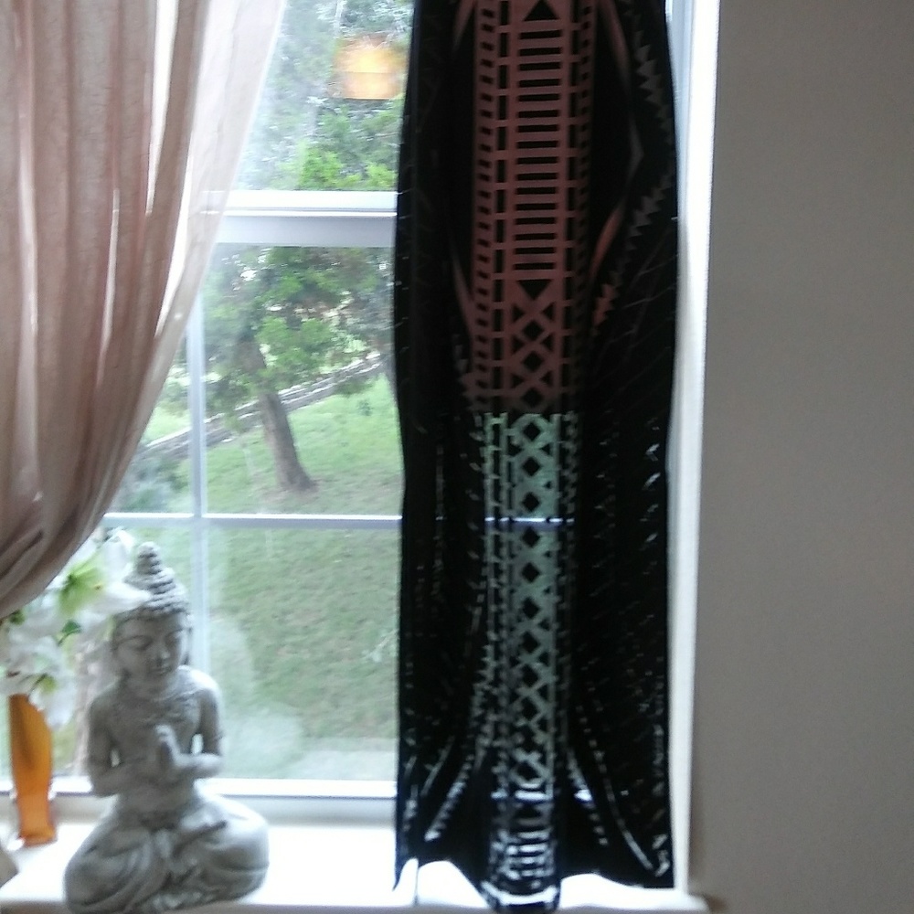 Nude and black Tribal Silk Maxi dress