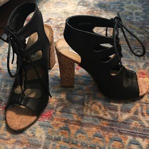 Steve Madden lace up cork heels. Size 8