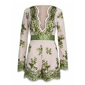 NWT Sequined Plunge neck Romper