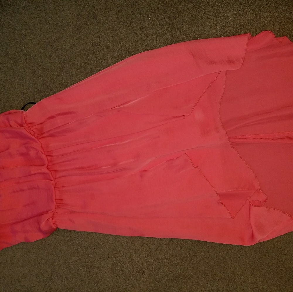 Strapless coal high low dress