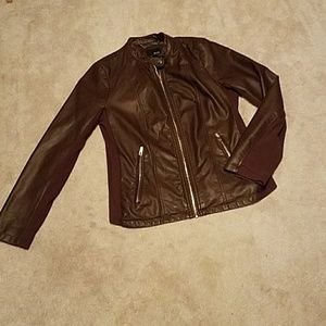 Faux leather scuba jacket