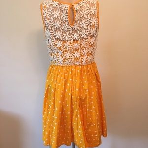 Yellow polka dot dress with crochet back