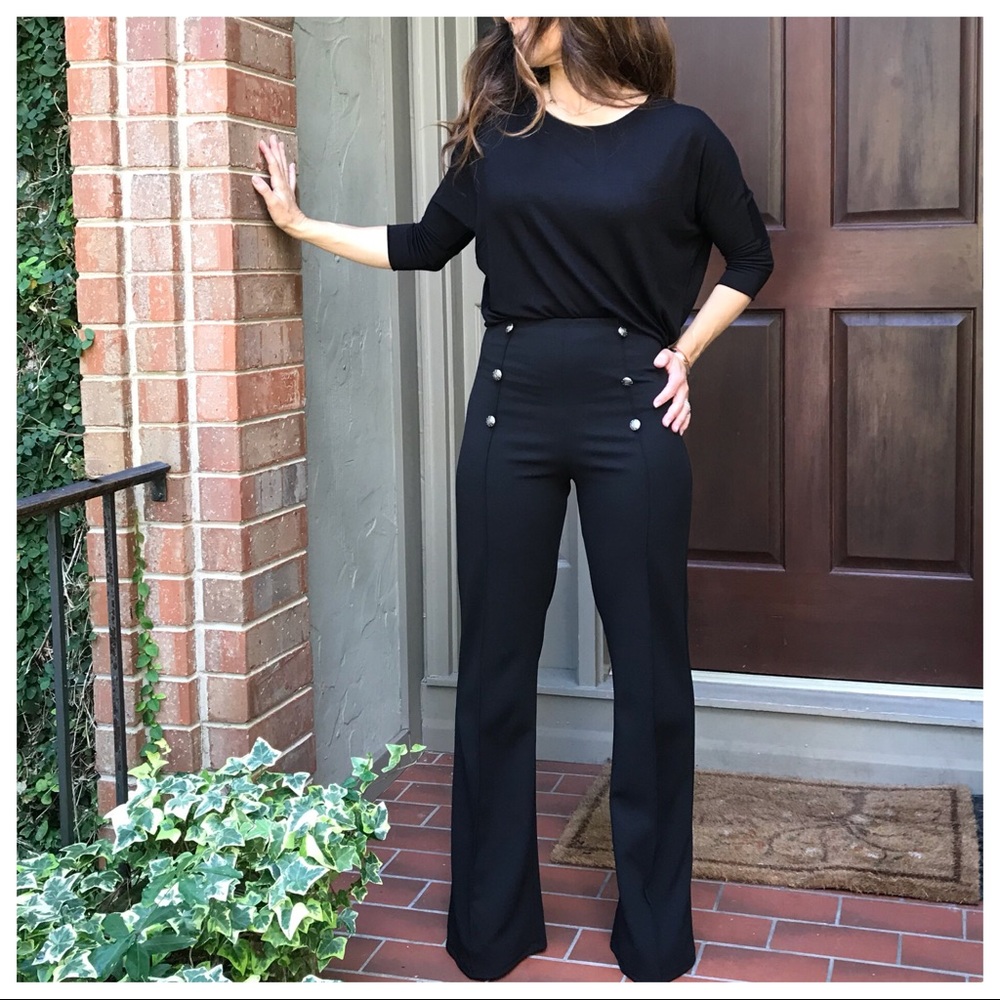 ✨LAST ONE ✨Black sailor style wide leg pants - Picture 2 of 8