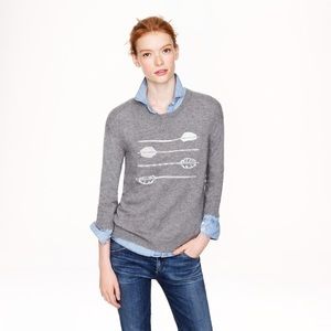 J Crew wool embroidered sweater 3/4 sleeves