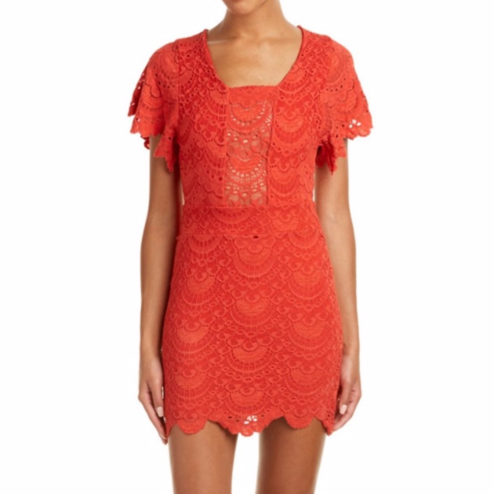 Nightcap Spanish Lace Flutter Sheath Dress