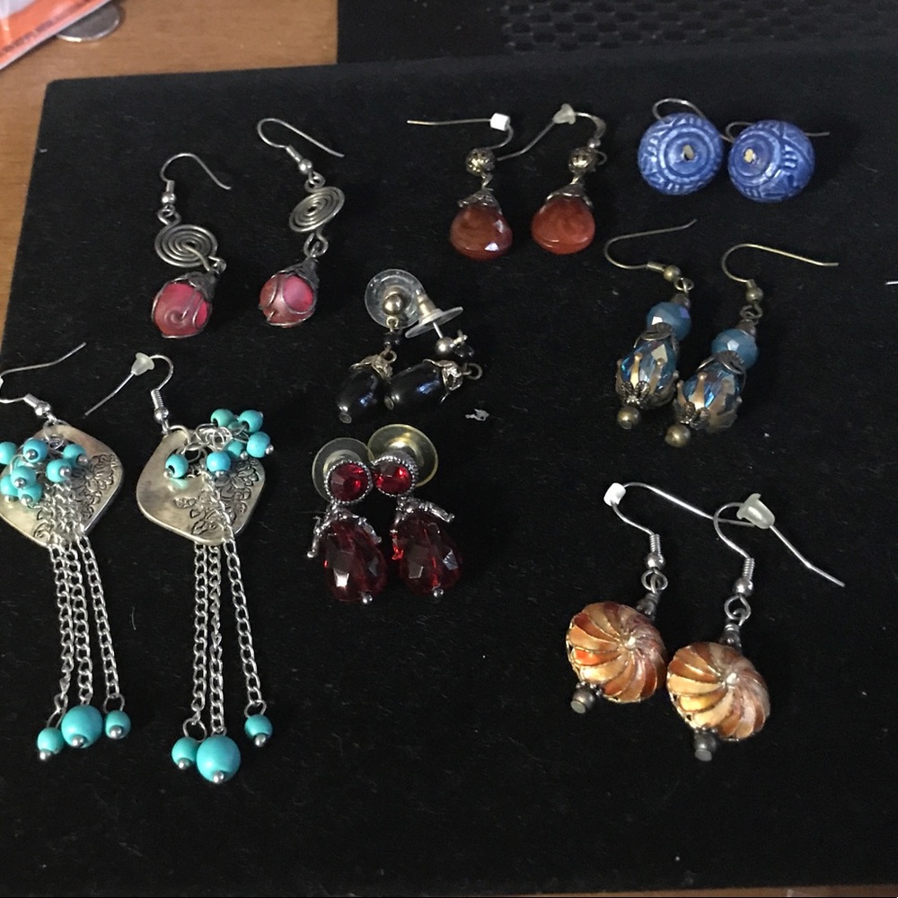 12 pair handmade multi colored earrings