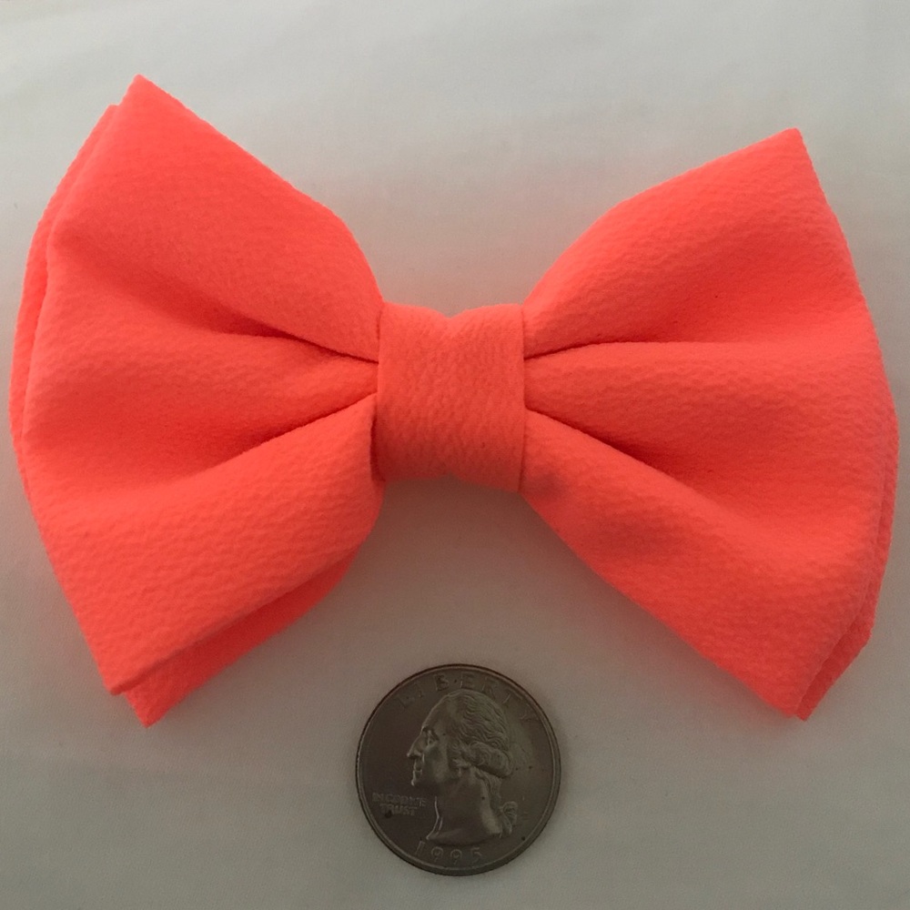 Neon Coral Pin/Clip Bow