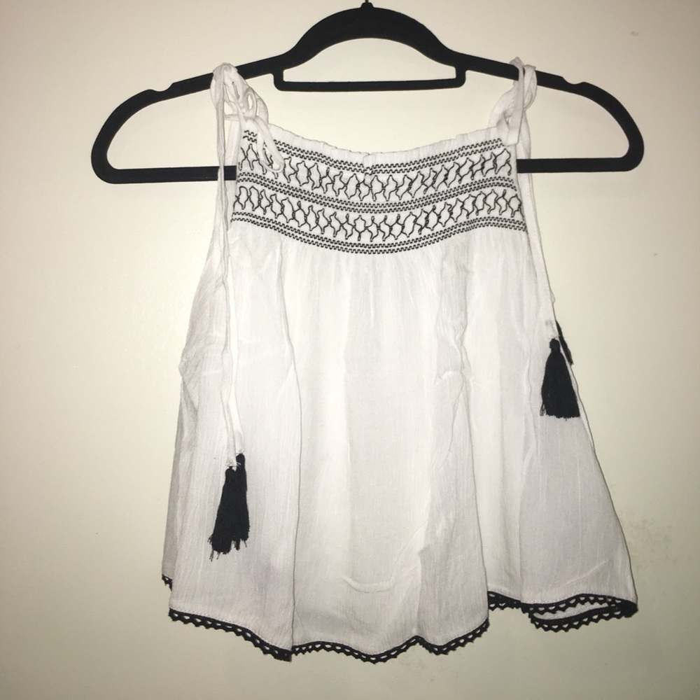 Embroidered self tie tank