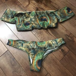 Peacock Print Bikini Set