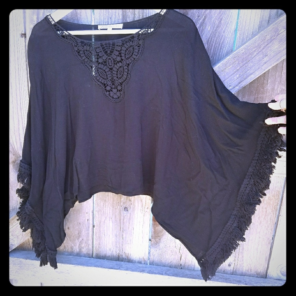 Daniel Rainn crochet poncho top