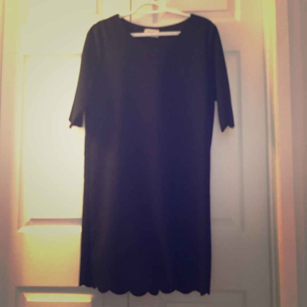 Boutique Scalloped Black Dress