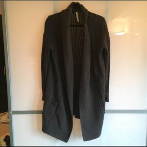 Gray Cable-Knit Cardigan