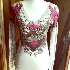 Gently worn blinged tee shirt.