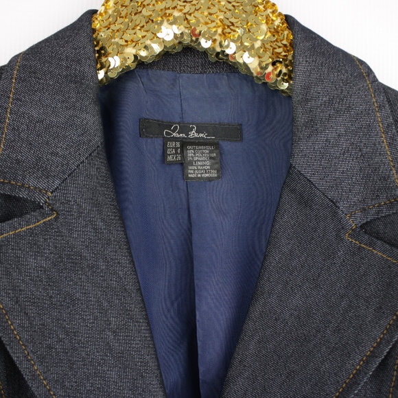 Zara Basic Dark Denim Blazer Jacket - Picture 2 of 7