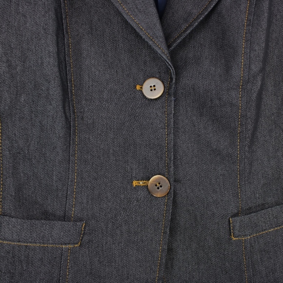 Zara Basic Dark Denim Blazer Jacket - Picture 3 of 7