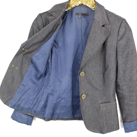 Zara Basic Dark Denim Blazer Jacket - Picture 4 of 7