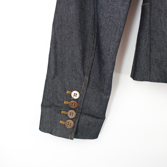 Zara Basic Dark Denim Blazer Jacket - Picture 7 of 7