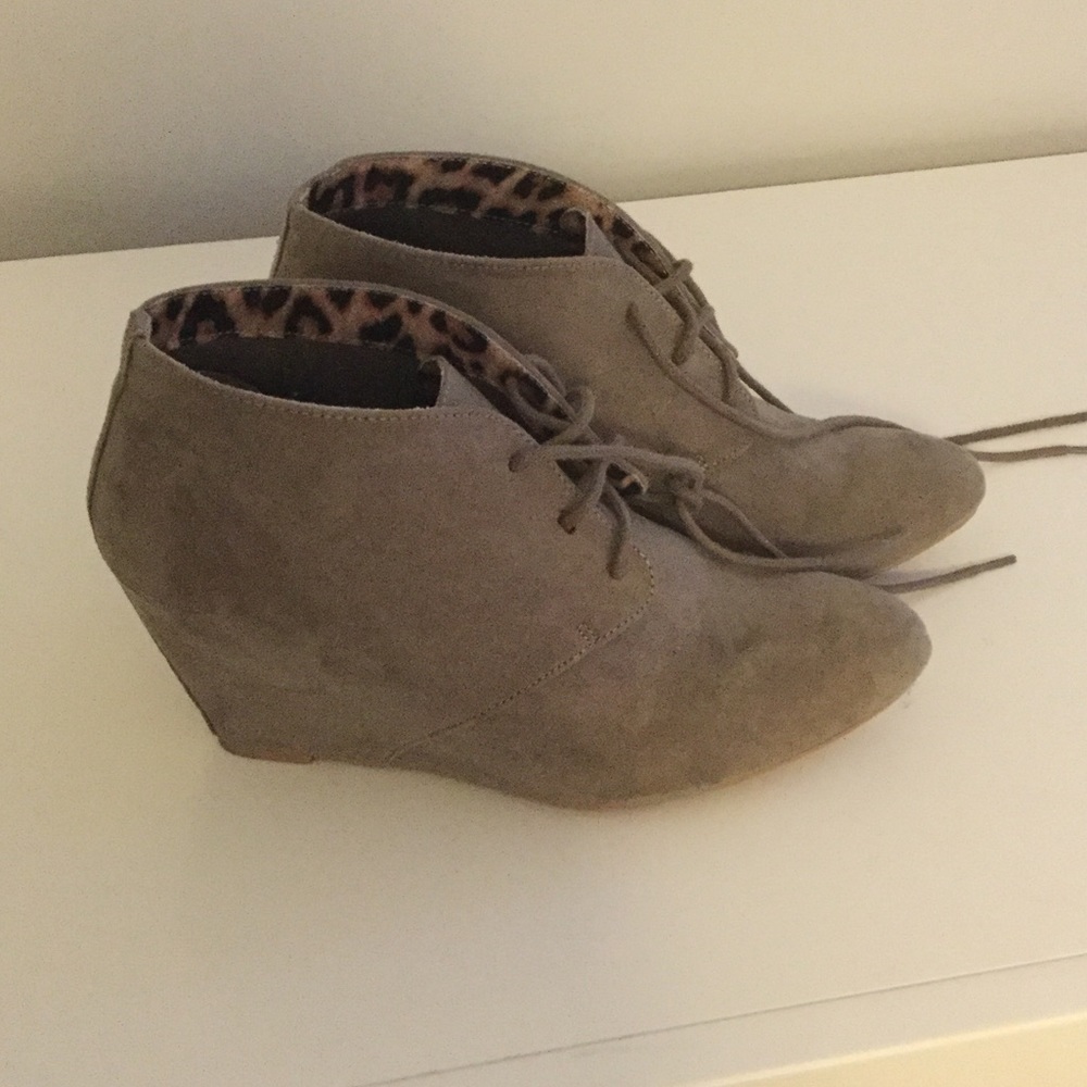 Lace up wedge booties