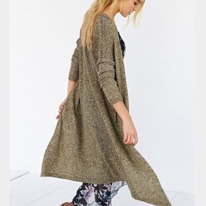 Olive green open front maxi cardigan