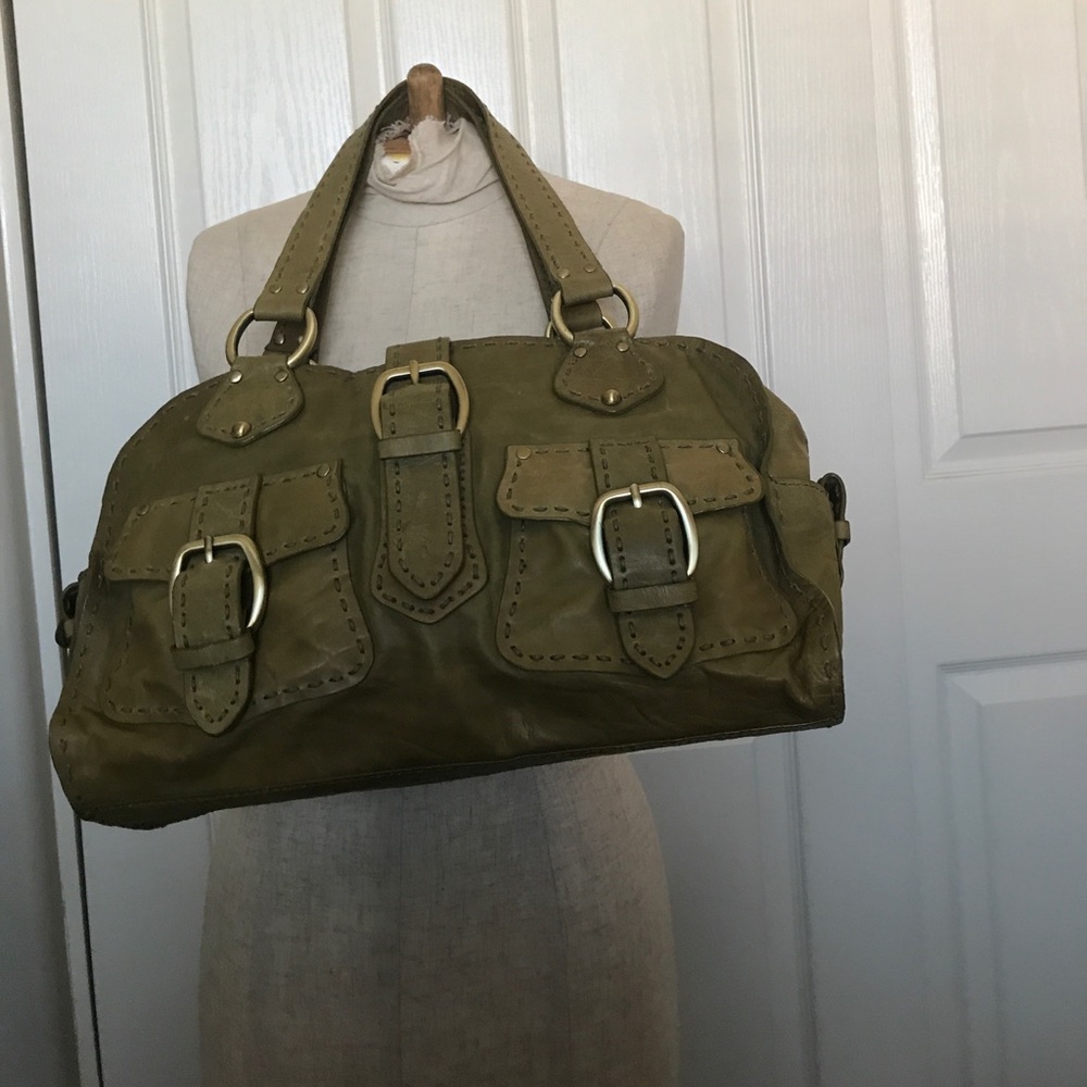 Split pea green genuine Nordstrom leather handbag