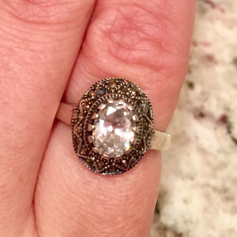 Quartz and marcasite ring