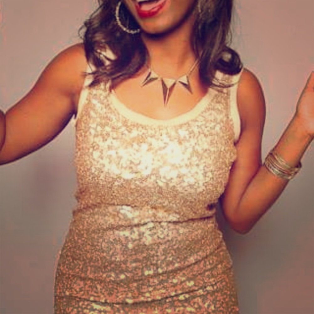 ** NOT FOR SALE**Talbots gold sequin dress (8)